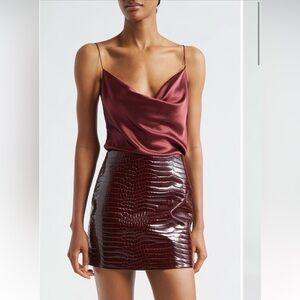 New L'AGENCE Calista Cowl Neck Silk Camisole in Dark Wine M